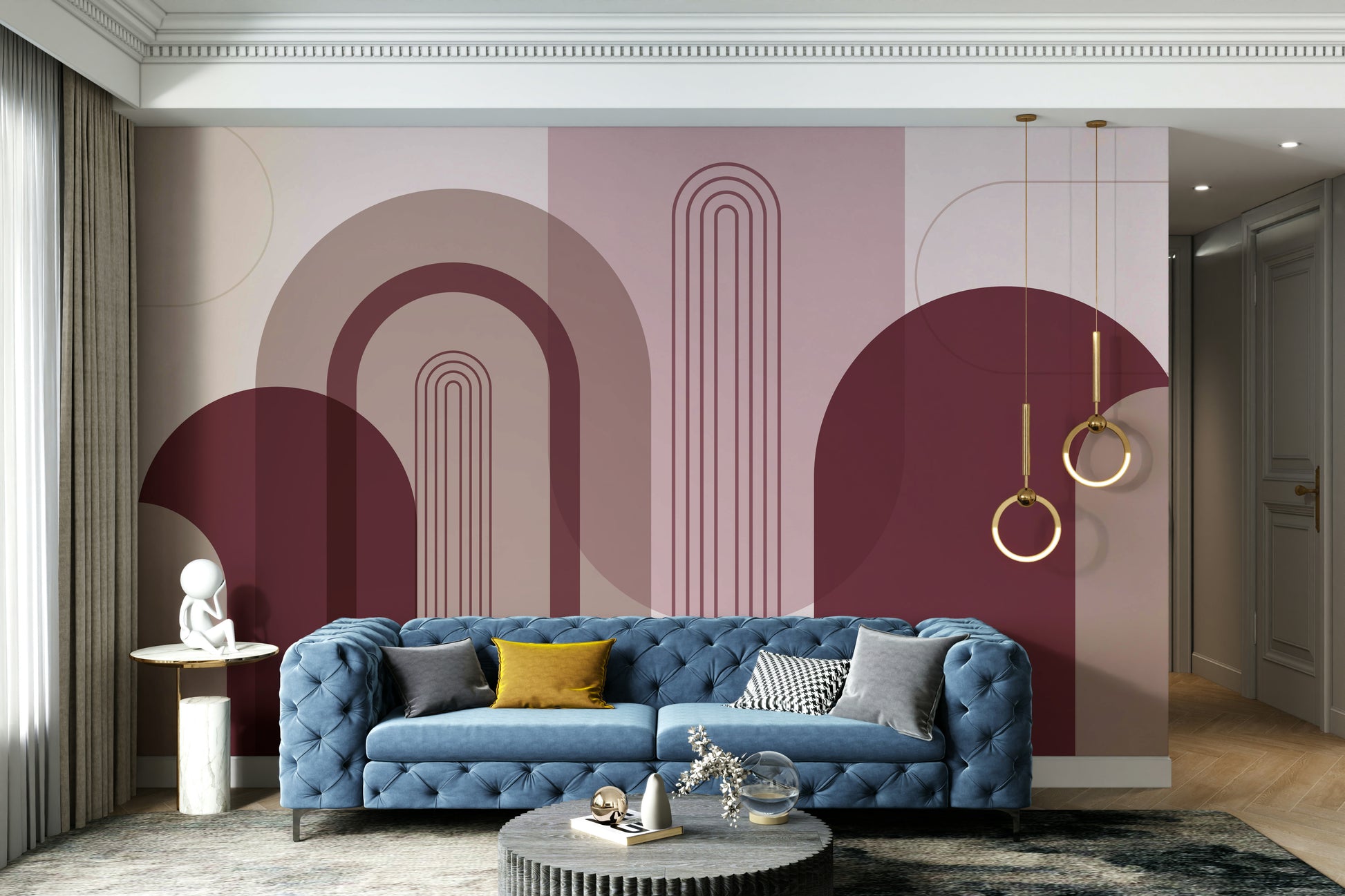 Burgundy modern curve wallpaper

