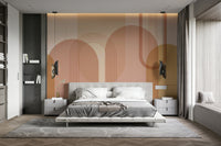 Warm tone curved wall mural

