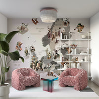 Animals in vintage suits map art