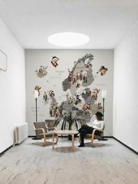 Animals in vintage suits map art