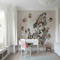 Europe map with dressed animal art