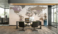 Warm tone geography wall mural art

