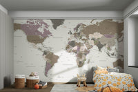 Warm palette detailed global map art

