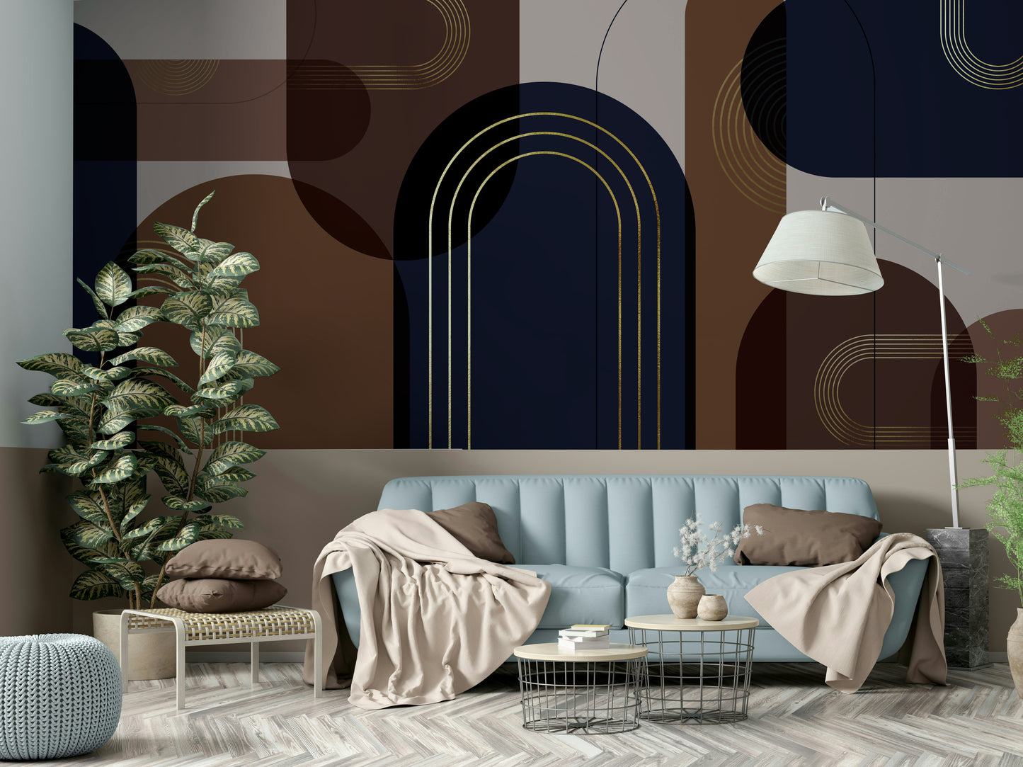 Elegant brown and navy wall mural


