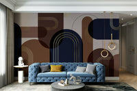 Modern arches in deep color mural

