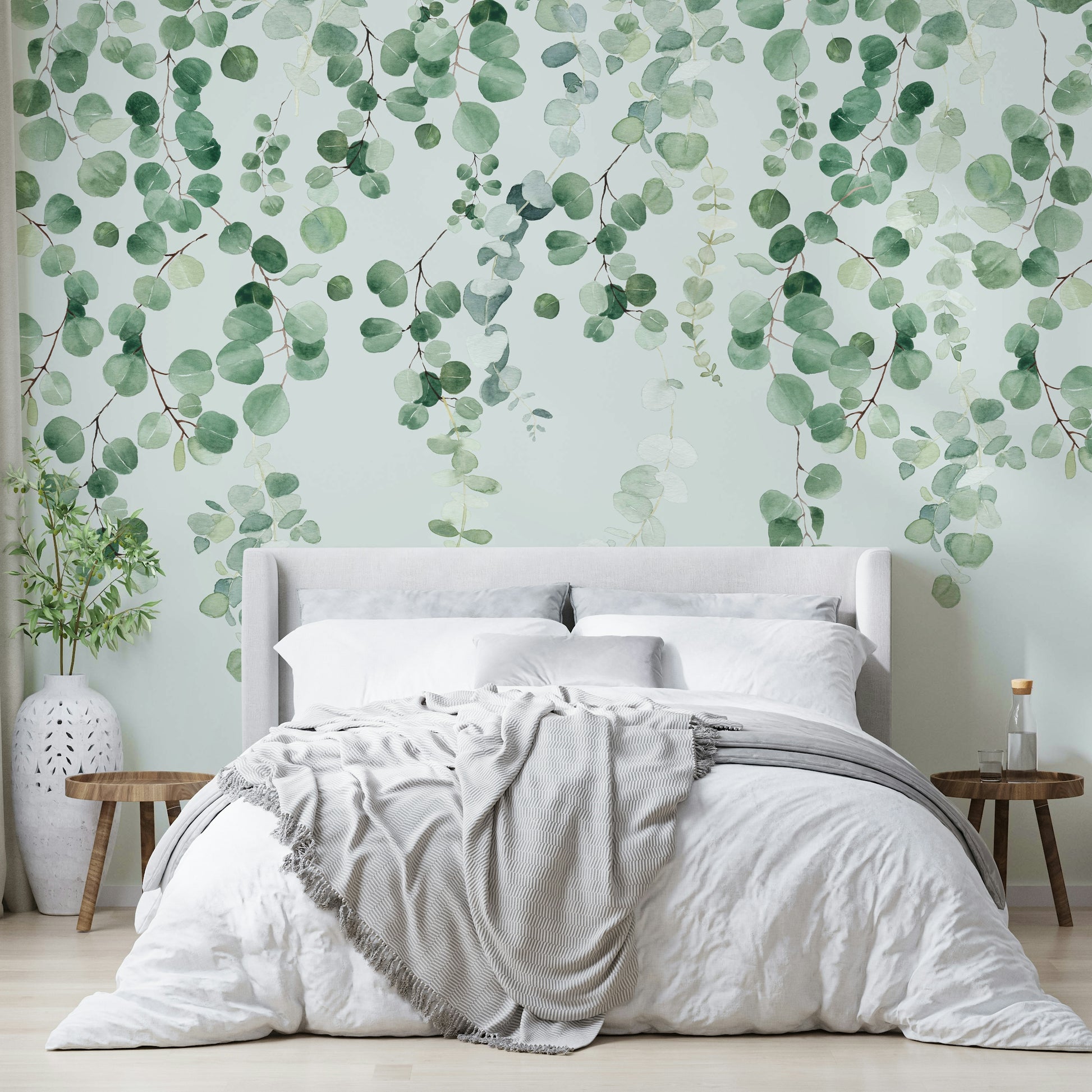 Hanging eucalyptus greenery mural

