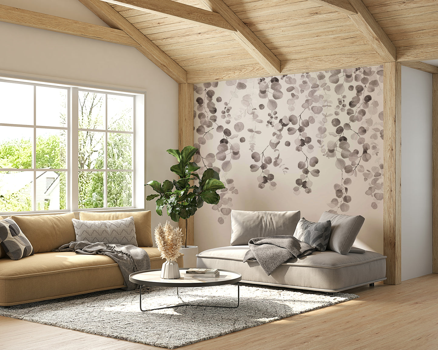 Muted eucalyptus wall mural print

