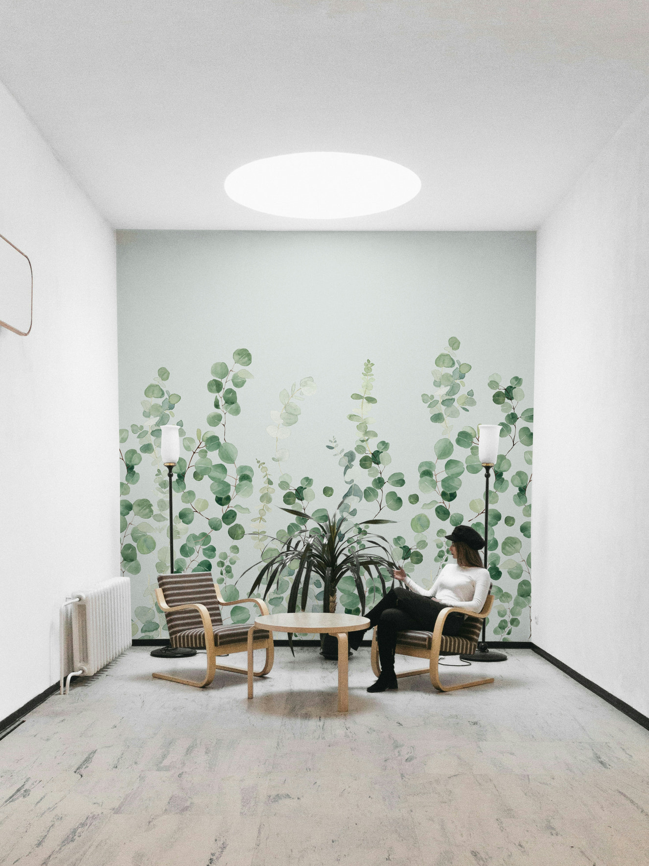 Watercolor eucalyptus leaf wallpaper

