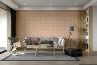 Bold flower wallpaper in coral hue

