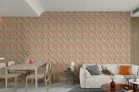 Coral pink and green wall mural

