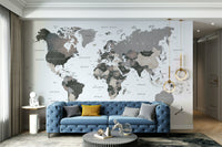 Wall art map with vintage tones

