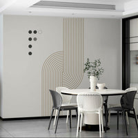 Line art mural with modern circles

