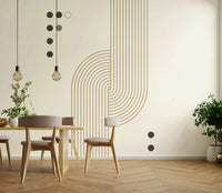 Modern beige curved line wallpaper

