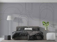 Grey abstract linear arch artwork

