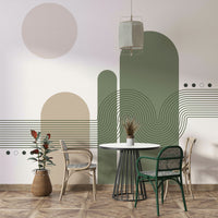 Geometric arch line pattern mural

