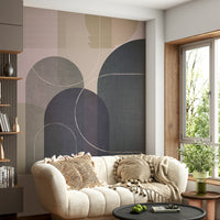Cozy mid-century inspired wallpaper mural

