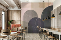 Wall mural featuring linen texture and shapes

