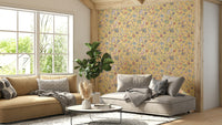 Green tree of life yellow wallpaper for home decor

