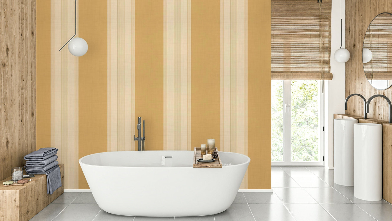 Classic multiline stripes honey gold wallpaper

