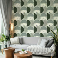 Neutral abstract floral shape mural

