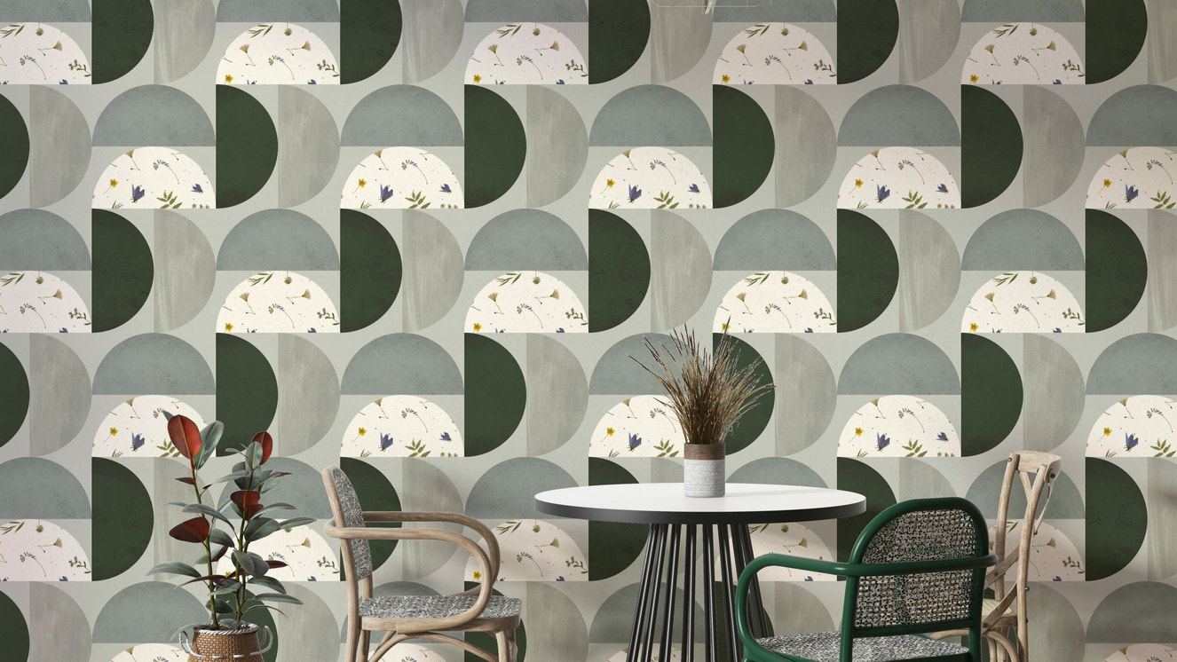 Modern sage and cream wall design

