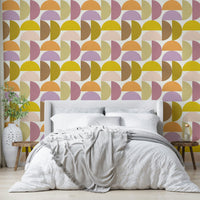 Pink yellow lavender wall design


