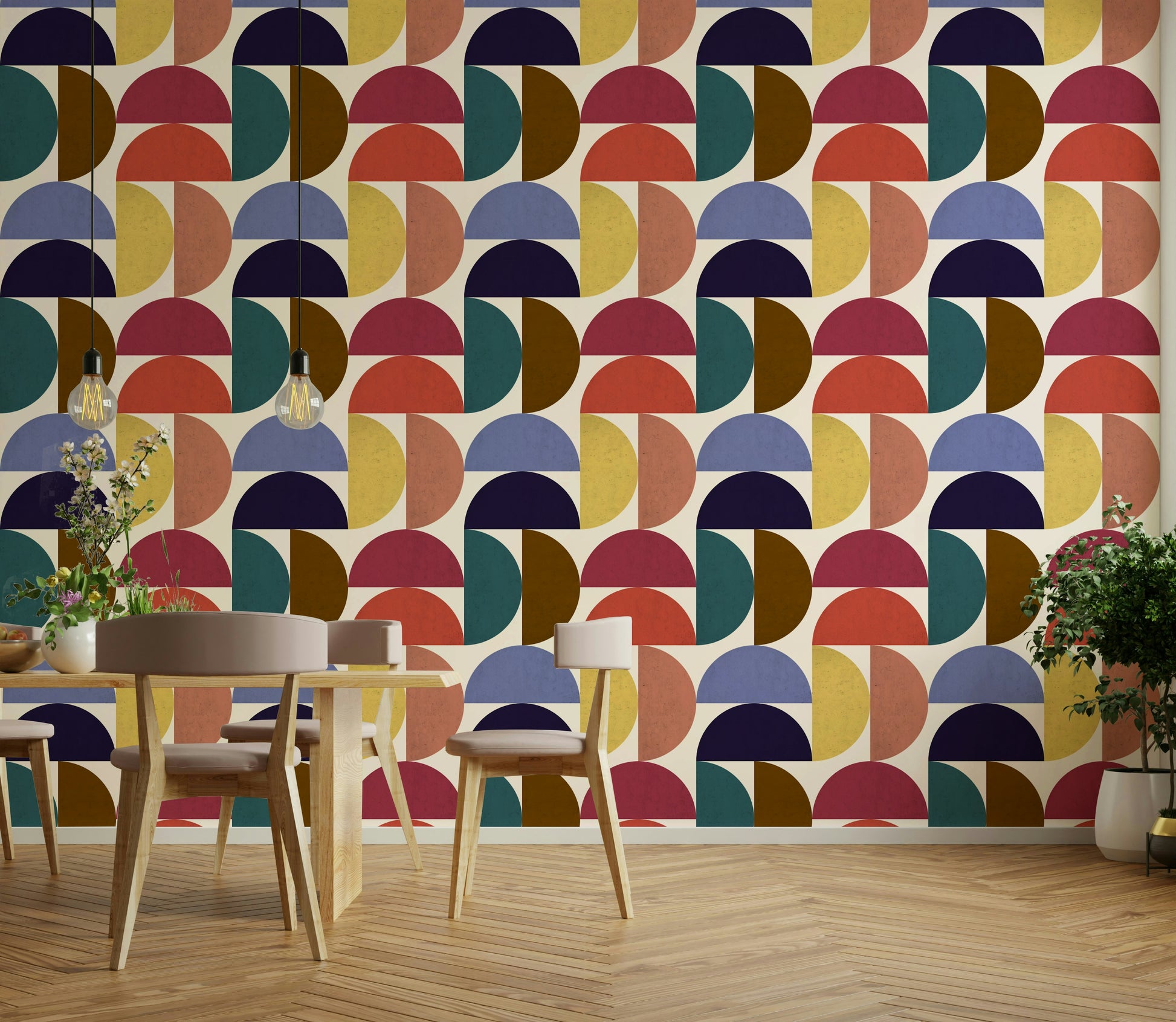 Vintage bold color wall design

