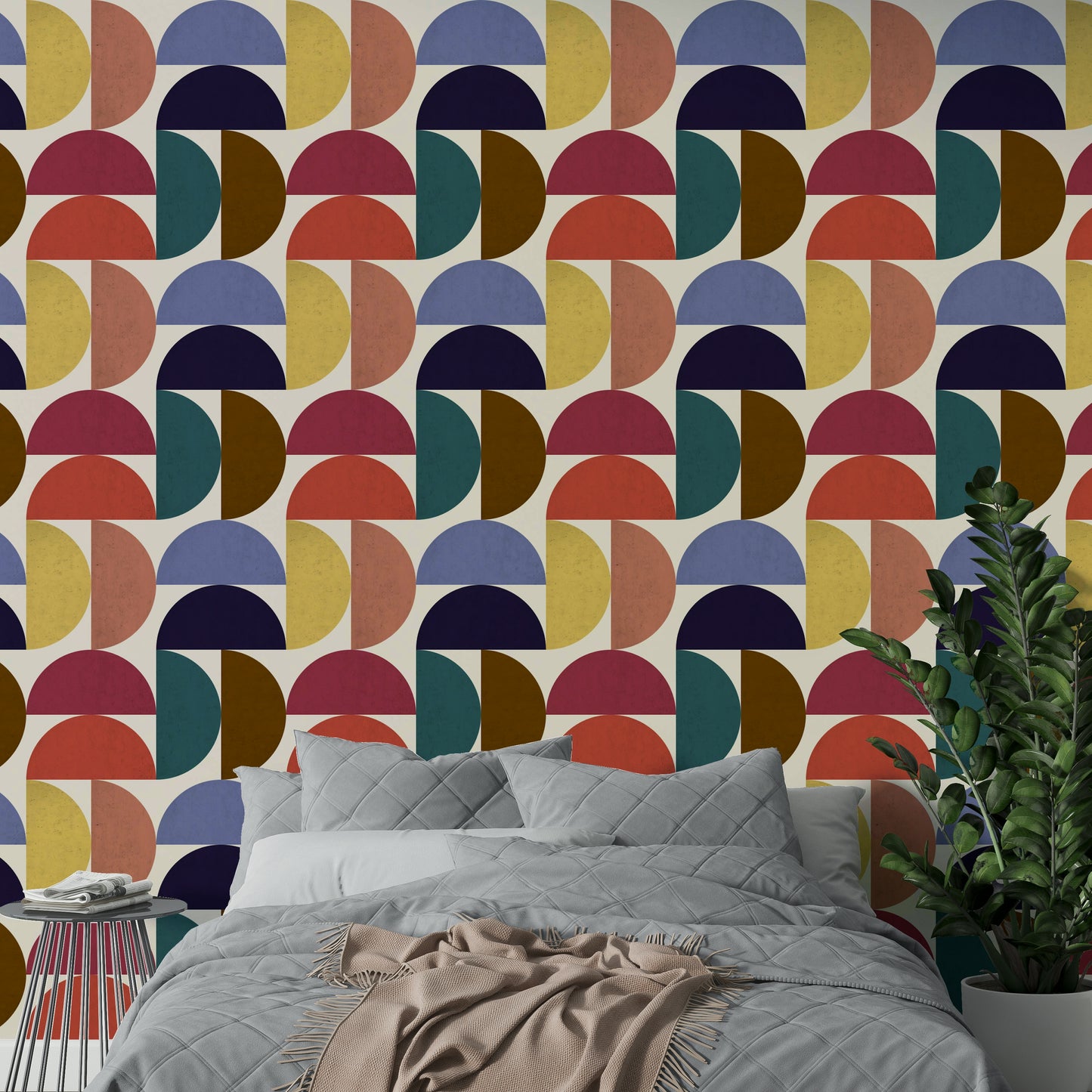 Mid-century modern shapes wallpaper
