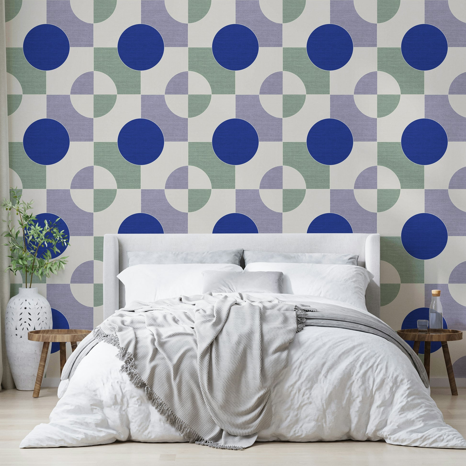 Geometric wallpaper with blue circle

