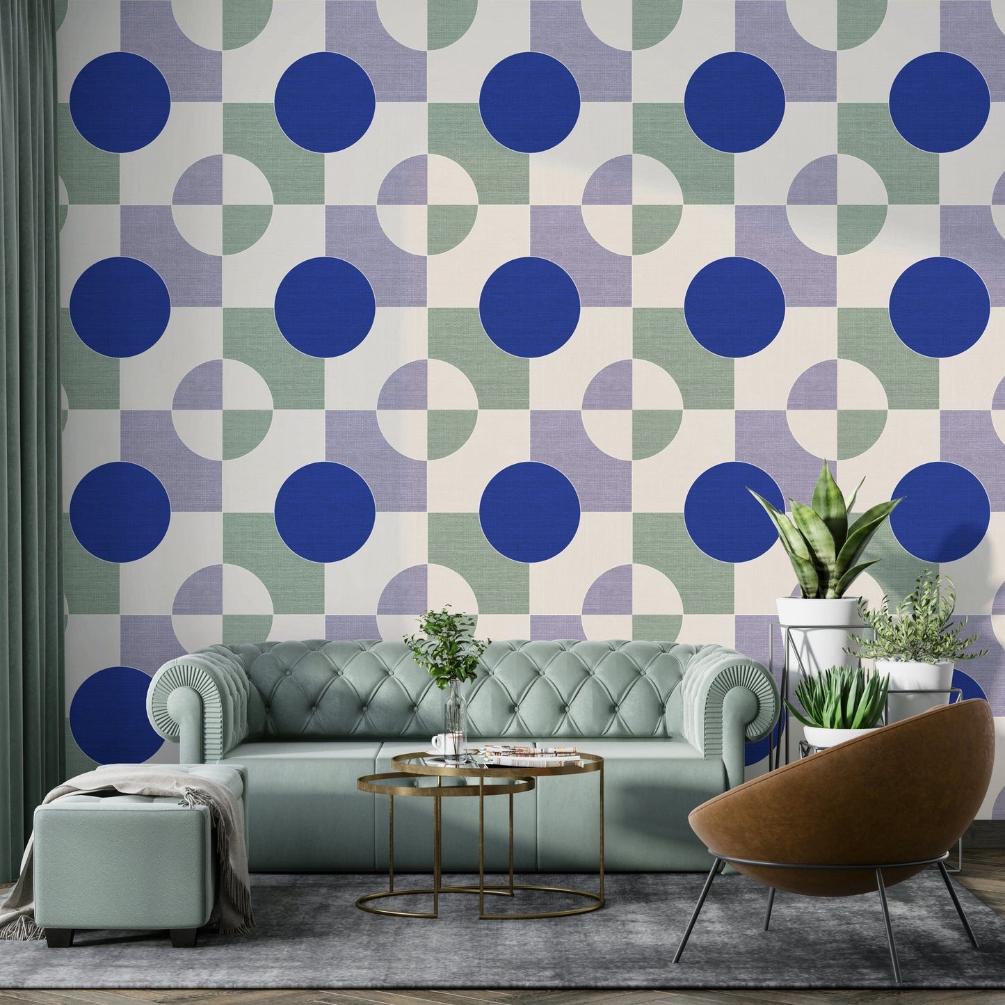 Canvas texture with bold blue shape

