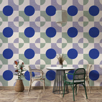 Abstract blue-centered wall design

