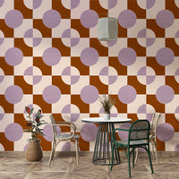 Textured purple and tan wall design

