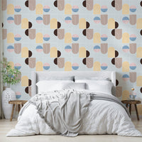 Beige arch with pastel circle art

