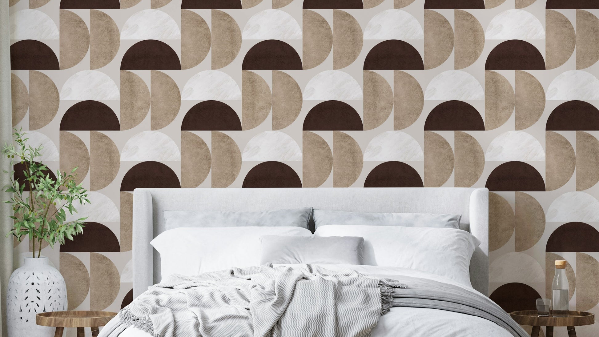 Beige and brown retro wall mural

