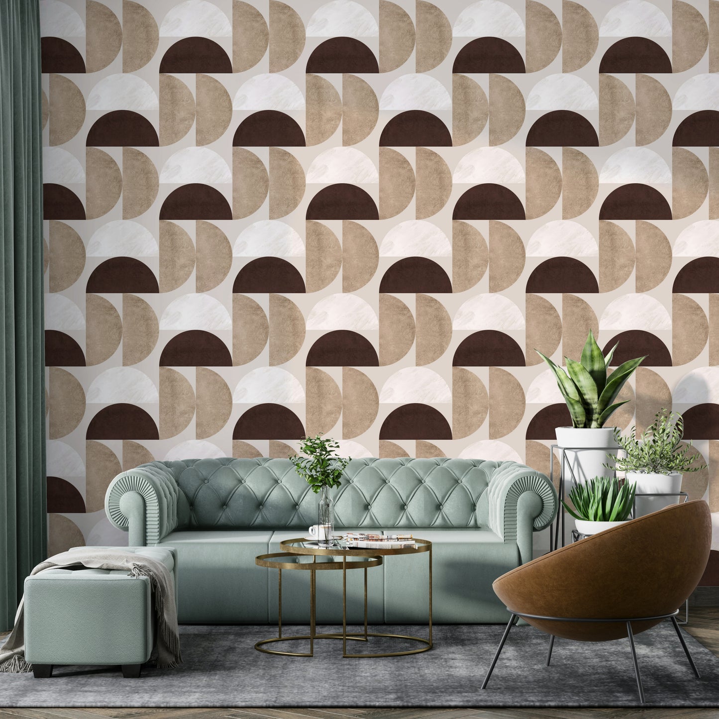 Earth tone semicircle wall mural

