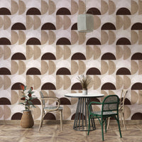 Neutral mid-century shape mural

