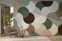 Muted color geometric wall mural

