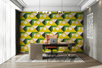 Yellow and green wall pattern

