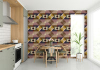 Contemporary earthy geometric wallpaper design

