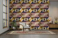 Textured earthy geometric abstract wall mural


