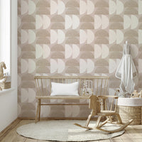 Elegant neutral textured half-circle wallpaper

