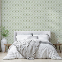 Boho style pastel green wall design


