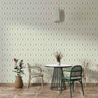 Geometric harlequin design in green wallpaper

