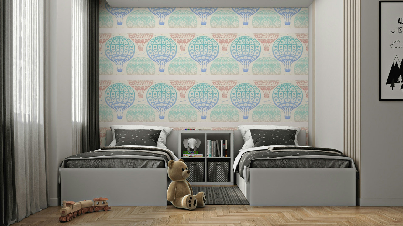 Pastel sky with hot air balloons wallpaper

