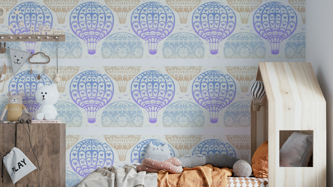 Whimsical hot air balloon pattern wallpaper


