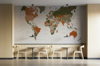 Olive green global map wall decoration
