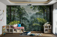 Tropical jungle escape wall mural decor

