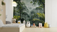Jungle escape with tropical plants mural