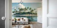 Tropical palm paradise wall mural design
