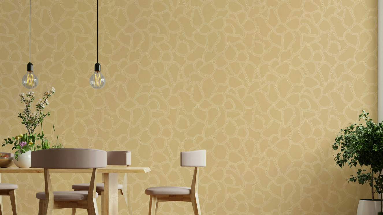 Boho-inspired wallpaper with irregular arches

